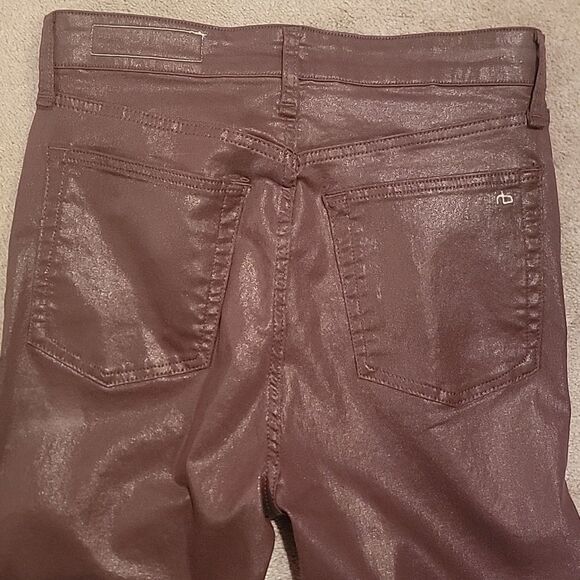 rag & bone Casey High Rise Flare Coated Denim Jeans Maroon Color Sz 29 - Picture 12 of 14
